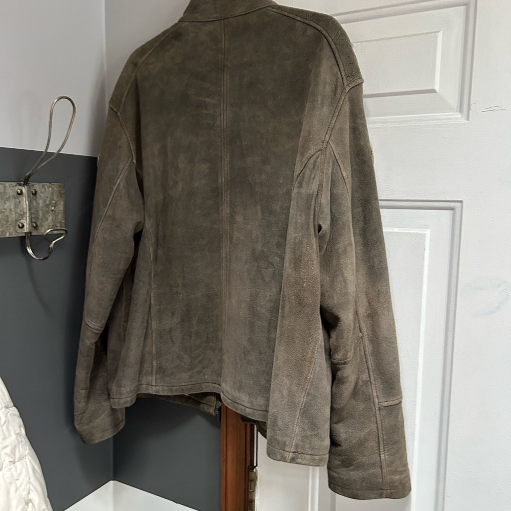 Brown Suede Jacket With Logo Patch - image 6